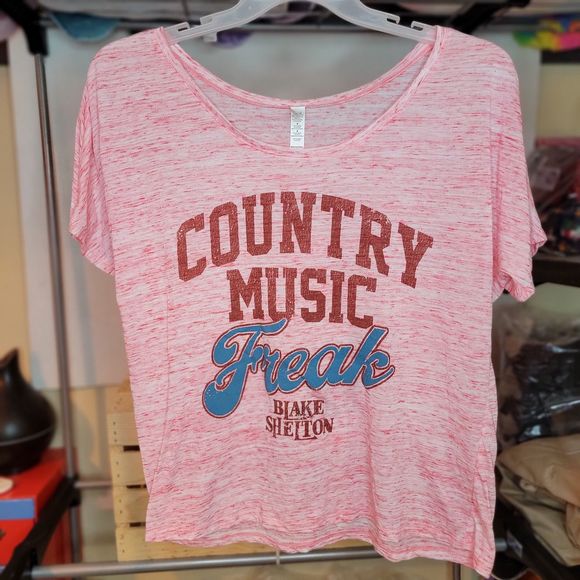 Bella Tee SS Country Music Freak Blake Shelton 2018 Tour Pink - Size Medium - Picture 2 of 5